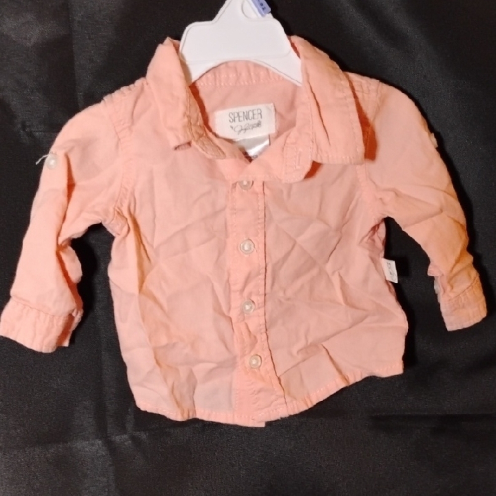 Spencer's Pink Button Down Cargo Shirt with Collared Neckline